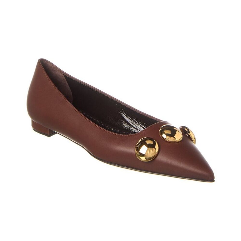 Manolo Blahnik Chappa Leather Flat, Brown - Picture 1 of 5